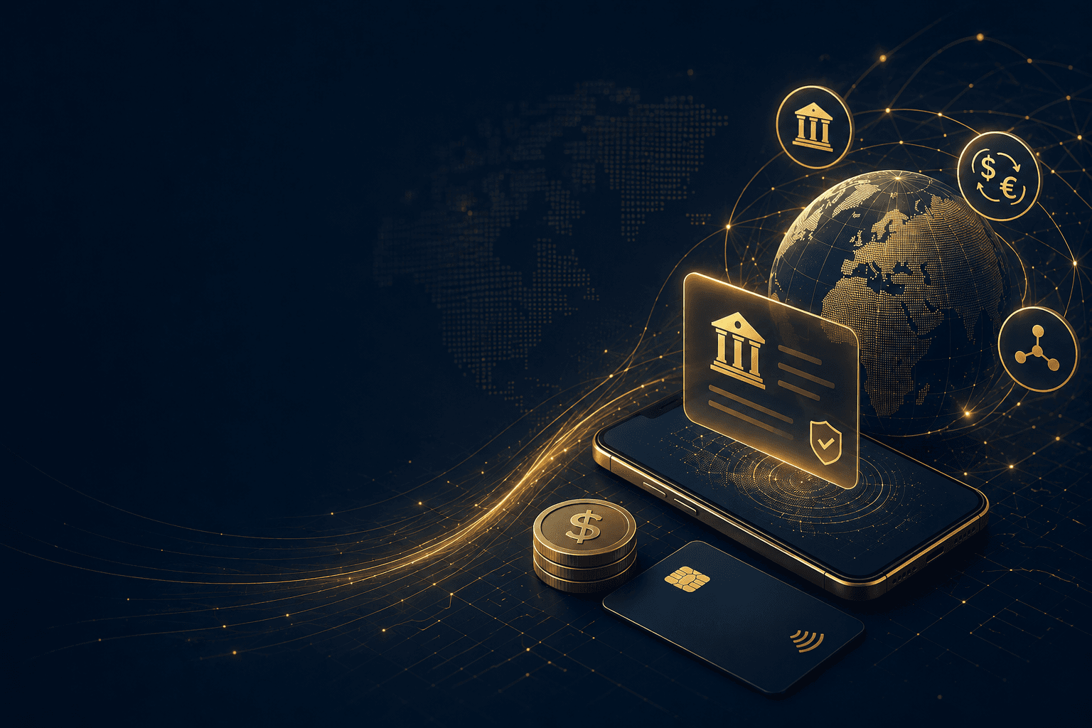 FinTech legal advisory desk with digital payment devices and financial documents